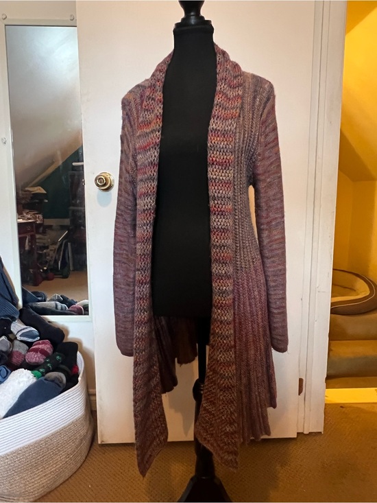 Tribal Sweaters - Tribal Purple Multi-Tone Open-Front Cardigan